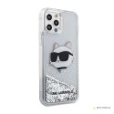 Karl Lagerfeld Liquid Glitter NFT Choupette Head - Etui iPhone 12 / iPhone 12 Pro (srebrny)