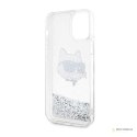 Karl Lagerfeld Liquid Glitter NFT Choupette Head - Etui iPhone 12 / iPhone 12 Pro (srebrny)