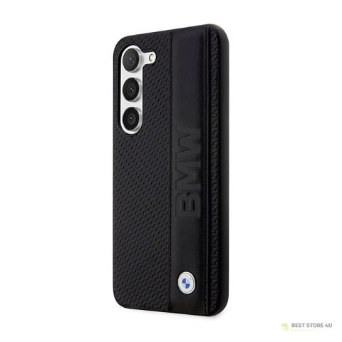 BMW Leather Textured & Stripe - Etui Samsung Galaxy S23 (czarny) BMW Leather Textured & Stripe - Etui Samsung Galaxy S23 (czarny)