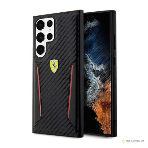 Ferrari Carbon Contrast Edges - Etui Samsung Galaxy S23 Ultra (czarny)