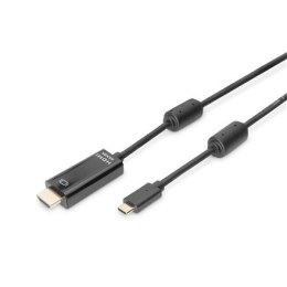 Przejściówka Digitus USB Type-C, Type-C do HDMI AM/M, 2.0m, 4K/60Hz, 18GB, bl, gold