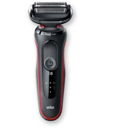 Braun Shaver 51-R1200s Czas pracy (maks.) 50 min, Wet & Dry, Black/Red