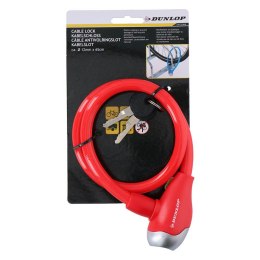 Dunlop - Zapięcie do roweru spiralne na klucz 65 cm (Czerwony)