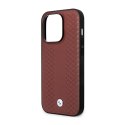 BMW Leather Diamond Pattern MagSafe - Etui iPhone 14 Pro Max (burgundowy)
