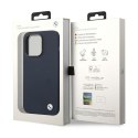 BMW Liquid Silicone Case Metal Logo MagSafe - Etui iPhone 14 Pro (granatowy)