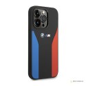 BMW Silicone Blue&Red Stripes M Collection - Etui iPhone 14 Pro (czarny)