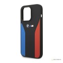 BMW Silicone Blue&Red Stripes M Collection - Etui iPhone 14 Pro (czarny)