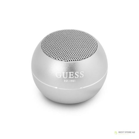 Guess Mini Bluetooth Speaker 3W 4H - Głośnik Bluetooth 5.0 (srebrny) Guess Mini Bluetooth Speaker 3W 4H - Głośnik Bluetooth 5.0 (srebrny)