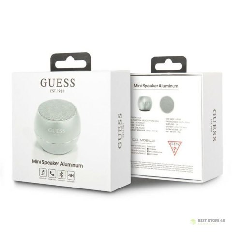 Guess Mini Bluetooth Speaker 3W 4H - Głośnik Bluetooth 5.0 (srebrny) Guess Mini Bluetooth Speaker 3W 4H - Głośnik Bluetooth 5.0 (srebrny)