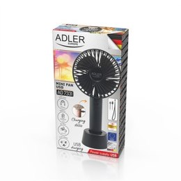 Adler Fan AD 7331b Przenośny miniwentylator USB, ilość prędkości 3, 4,5 W, średnica 9 cm, czarny