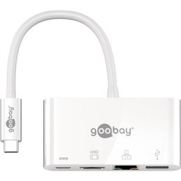 Goobay USB-C Multiport Adapter (HDMI + Ethernet, PD) 62105 White