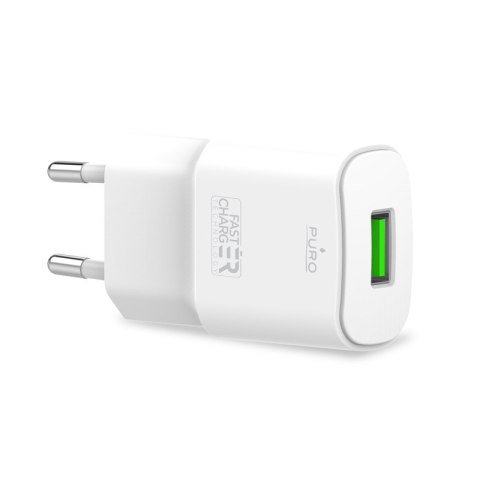PURO White Mini Travel Fast Charger - Szybka ładowarka sieciowa USB-A 12 W 2.4 A (biały)