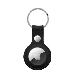 Crong Leather Case with Key Ring - Skórzany brelok do Apple AirTag (czarny)