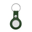 Crong Leather Case with Key Ring - Skórzany brelok do Apple AirTag (zielony)