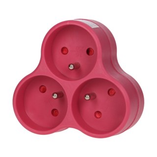 Rozgałęźnik 3x2P+Z, różowy