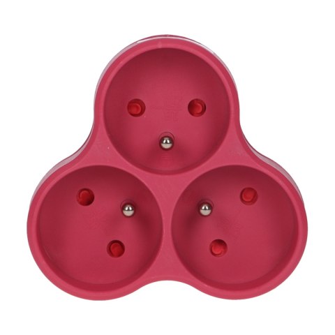 Rozgałęźnik 3x2P+Z, różowy