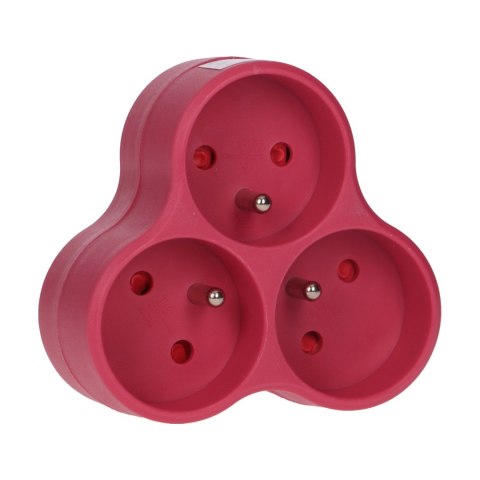 Rozgałęźnik 3x2P+Z, różowy