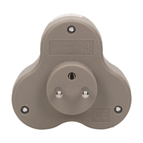 Rozgałęźnik 3x2P+Z, szary