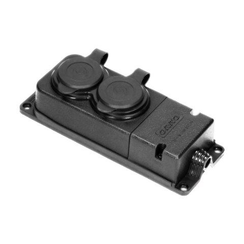 Rozgałęźnik bryzgoszczelny i odporny na uderzenia, IP44, 2 gniazda 2P+Z, 16A, 230V AC, gumowy, uniepalniony