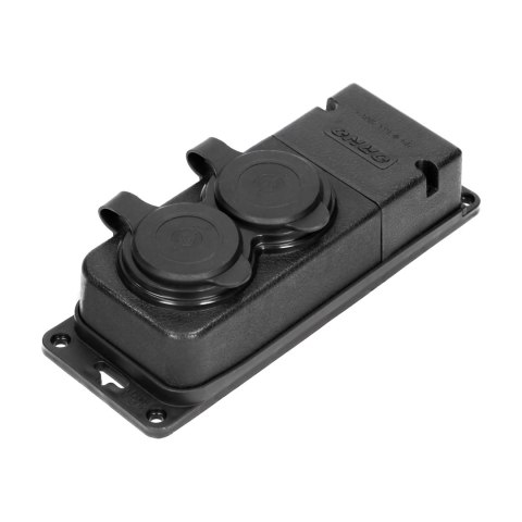 Rozgałęźnik bryzgoszczelny i odporny na uderzenia, IP44, 2 gniazda 2P+Z, 16A, 230V AC, gumowy, uniepalniony