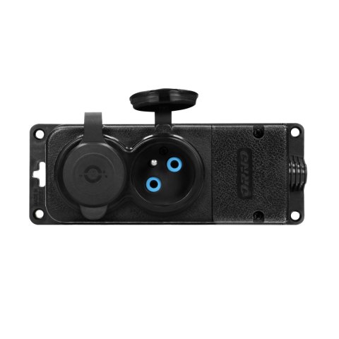 Rozgałęźnik bryzgoszczelny i odporny na uderzenia, IP44, 2 gniazda 2P+Z, 16A, 230V AC, gumowy, uniepalniony