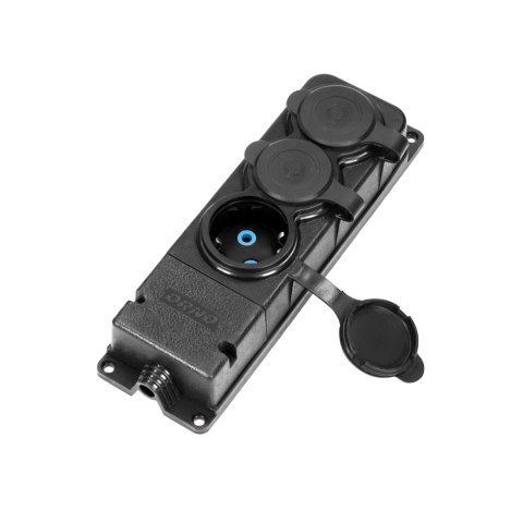 Rozgałęźnik bryzgoszczelny i odporny na uderzenia, IP44, 3 gniazda 2P+Z, 16A, 230V AC, gumowy, uniepalniony, wersja schuko