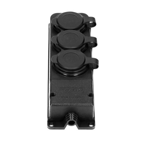 Rozgałęźnik bryzgoszczelny i odporny na uderzenia, IP44, 3 gniazda 2P+Z, 16A, 230V AC, gumowy, uniepalniony