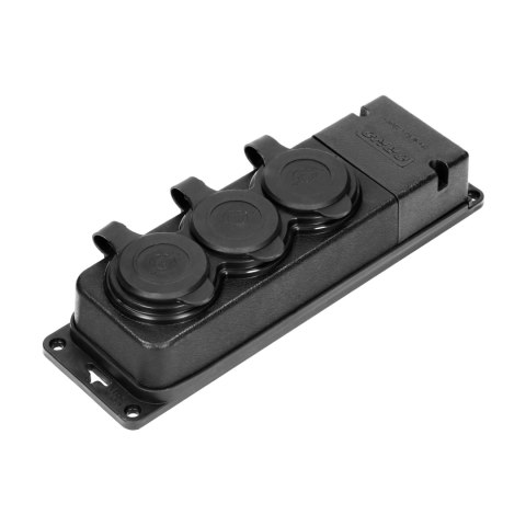 Rozgałęźnik bryzgoszczelny i odporny na uderzenia, IP44, 3 gniazda 2P+Z, 16A, 230V AC, gumowy, uniepalniony