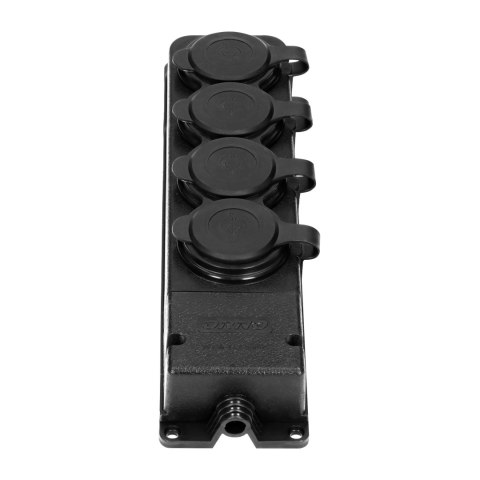 Rozgałęźnik bryzgoszczelny i odporny na uderzenia, IP44, 4 gniazda 2P+Z, 16A, 230V AC, gumowy, uniepalniony, wersja schuko