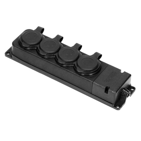 Rozgałęźnik bryzgoszczelny i odporny na uderzenia, IP44, 4 gniazda 2P+Z, 16A, 230V AC, gumowy, uniepalniony, wersja schuko