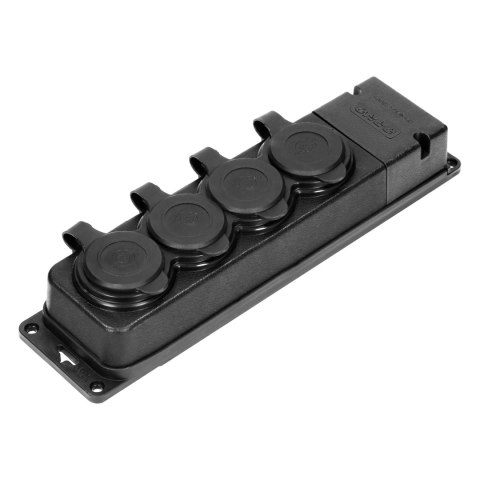 Rozgałęźnik bryzgoszczelny i odporny na uderzenia, IP44, 4 gniazda 2P+Z, 16A, 230V AC, gumowy, uniepalniony, wersja schuko