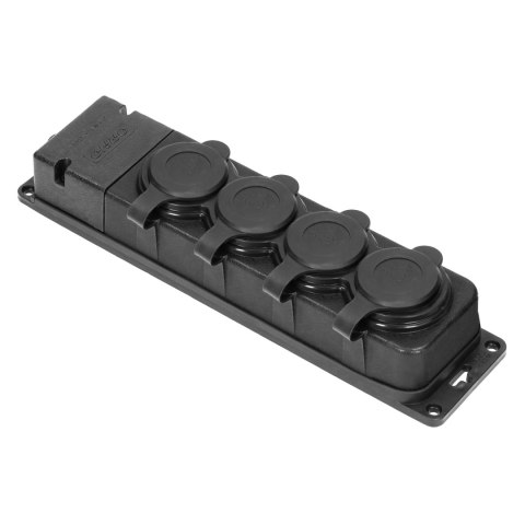 Rozgałęźnik bryzgoszczelny i odporny na uderzenia, IP44, 4 gniazda 2P+Z, 16A, 230V AC, gumowy, uniepalniony, wersja schuko