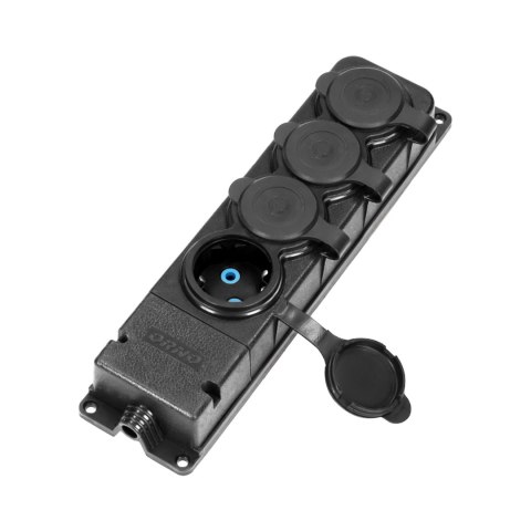 Rozgałęźnik bryzgoszczelny i odporny na uderzenia, IP44, 4 gniazda 2P+Z, 16A, 230V AC, gumowy, uniepalniony, wersja schuko