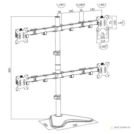 Logilink BP0046 Quad Monitor Desk Stand 13"-32" Logilink Desk Mount, BP0046, 13-32 ", Maksymalna waga (pojemność) Udźwig każdego Logilink BP0046 Quad Monitor Desk Stand 13"-32" Logilink Desk Mount, BP0046, 13-32 ", Maksymalna waga (pojemność) Udźwig każdego