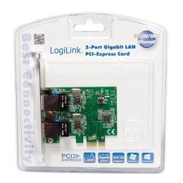 Logilink PC0075, 2-portowa karta sieciowa Gigabit PCI Express Logilink 2 x Gigabit Lan (RJ 45) PCIe