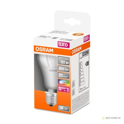 Osram LED Star+ Classic A RGBW FR 60 żarówka ściemniana 9W/827 E27 z pilotem Osram LED Star+ Classic A RGBW FR 60 żarówka ściemniana 9W/827 E27 z pilotem