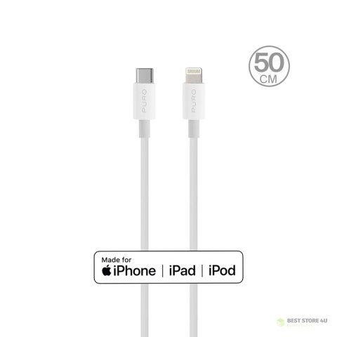 PURO Kabel połączeniowy USB-C/Lightning MFi 0,5m (biały)