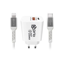 prio MFi Quick Charge Kit (20W Dual Wall Charger + Lightning Cable) white