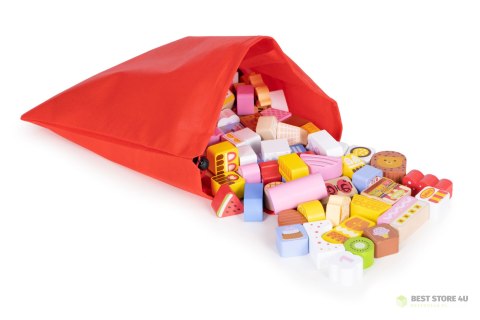 Drewniane klocki edukacyjne zestaw - Cukierkowe miasto 116 el. Drewniane klocki edukacyjne zestaw - Cukierkowe miasto 116 el.