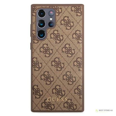 Guess 4G Metal Gold Logo - Etui Samsung Galaxy S22 Ultra (brązowy) Guess 4G Metal Gold Logo - Etui Samsung Galaxy S22 Ultra (brązowy)