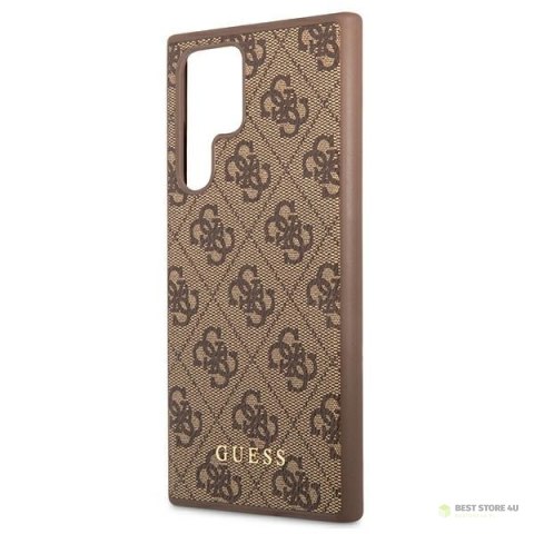 Guess 4G Metal Gold Logo - Etui Samsung Galaxy S22 Ultra (brązowy) Guess 4G Metal Gold Logo - Etui Samsung Galaxy S22 Ultra (brązowy)