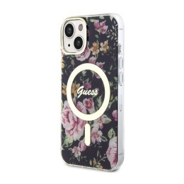 Guess Flower MagSafe - Etui iPhone 14 Plus (Czarny)