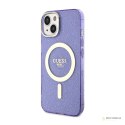 Guess Glitter Gold MagSafe - Etui iPhone 14 Plus (Purpurowy)