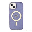 Guess Glitter Gold MagSafe - Etui iPhone 14 Plus (Purpurowy)