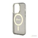 Guess Glitter Gold MagSafe - Etui iPhone 14 Pro (Czarny)