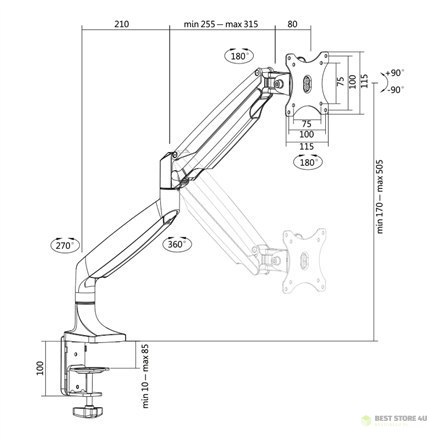 Logilink Desk Mount, BP0042, 13-32 ", Maksymalna waga (pojemność) 9 kg, Srebrny Logilink Desk Mount, BP0042, 13-32 ", Maksymalna waga (pojemność) 9 kg, Srebrny