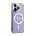 Guess Glitter Gold MagSafe - Etui iPhone 14 Pro Max (Purpurowy)