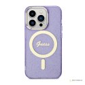 Guess Glitter Gold MagSafe - Etui iPhone 14 Pro (Purpurowy)