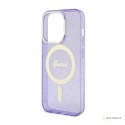 Guess Glitter Gold MagSafe - Etui iPhone 14 Pro (Purpurowy)