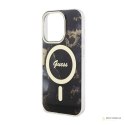 Guess Golden Marble MagSafe - Etui iPhone 14 Pro (Czarny)